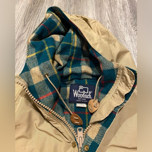 VINTAGE Woolrich Jacket Mens Khaki XL Insulated Field Barn Chore Coat USA - Picture 3 of 6